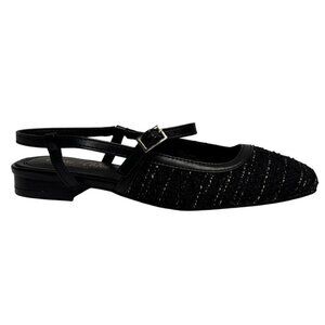 CHASE + CHLOE / Enki-1 / Black / Glitter/ Slingback Flats